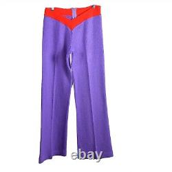 Vintage Sweater Knit Halter Top & Flare Pants Set Purple Red Small