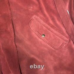 Vintage Timberland Mens Womens Red Suede Jacket Size Small Shoulder Pads Heavy