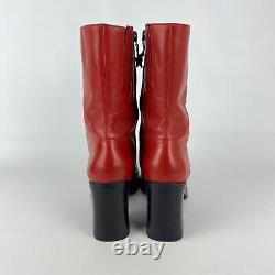 Vintage Tommy Hilfiger Womens Red Square Toe Boots Y2K 90s Chunky size 9.5