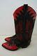 Vintage Tony Lama Fire Walker Cowboy Boots Women's 6b Red And Black