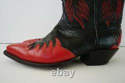 Vintage Tony Lama Fire Walker Cowboy Boots Women's 6B Red and Black