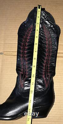 Vintage Tony Lama Thieves Market Womens Cowboy Boots Black Red Flames Size 4