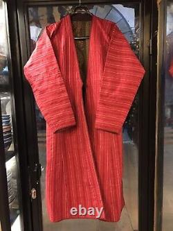 Vintage Turkmen Red Caftan, handmade Ceremony jacket, historical Robe Clothing
