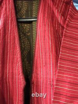 Vintage Turkmen Red Caftan, handmade Ceremony jacket, historical Robe Clothing