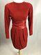Vintage Vakko Womens Sheath Dress Size 8 Red Suede Leather Open Back Preowned