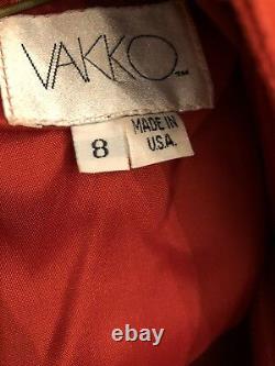 Vintage Vakko Womens Sheath Dress Size 8 Red Suede Leather Open Back PreOwned