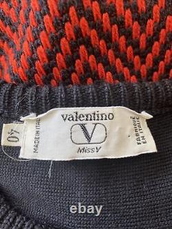 Vintage Valentino Miss V Made ITALY Wool Open Cardigan Coat Red Black Sz S M