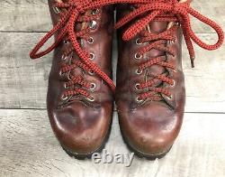 Vintage Vasque 7526 Italy Highlander Mountaineering Hiking Womens Red Boots 8.5
