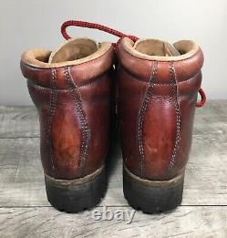 Vintage Vasque 7526 Italy Highlander Mountaineering Hiking Womens Red Boots 8.5
