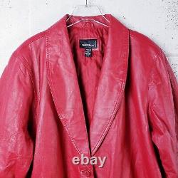 Vintage Venezia Women's Plus Size 28W Red Leather Swing Coat One Button