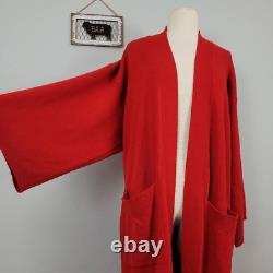 Vintage Victorias Secret Gold Label 100% Cashmere Red Long Duster Open Cardigan