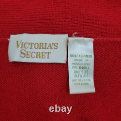 Vintage Victorias Secret Gold Label 100% Cashmere Red Long Duster Open Cardigan