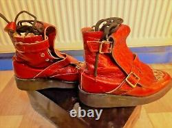 Vintage Vivienne Westwood Seditionaries Punk red patent croc skin BOY boots sz 4