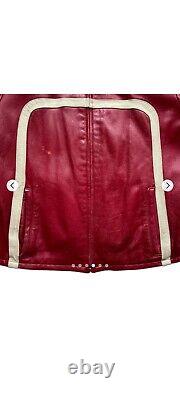 Vintage Wilson Leather Maxima Moto Racing Biker Jacket Red Cream Womens L