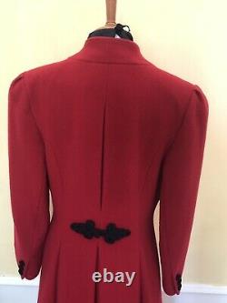 Vintage Windsmoor Red Wool Coat With Black Detailing Size 10 Fabulous