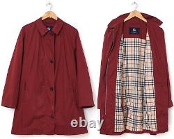 Vintage Women BURBERRY Coat Jacket Cotton Nova Check Lining Red Size EU 44 US 14