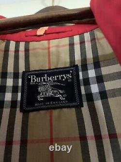 Vintage Women's Burberry Red Single Breasted Trench Coat Made in England M