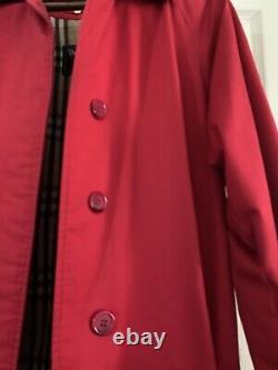 Vintage Women's Burberry Red Single Breasted Trench Coat Made in England M