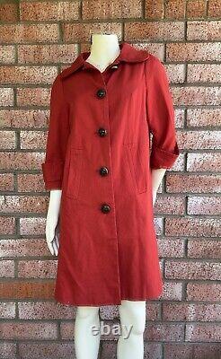 Vintage Women's Red Pea Coat 100% Cotton size Small