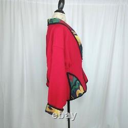 Vintage Womens Art to Wear Jacket Large Viki Amiko Red 90s