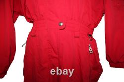 Vintage Womens Bogner W. B. S. C. Stitch Red Full Body Snow Ski Suit Size 8