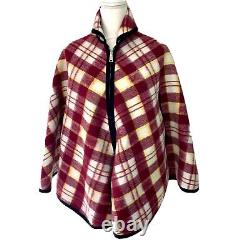 Vintage Womens Cape Blue Red Plaid Reversible 50s 60s Full Front Zip Pockets