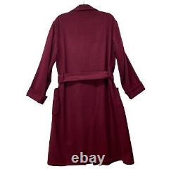 Vintage Womens De Pinna Fifth Avenue Dress Coat Burgundy Shawl Lapel Belted L