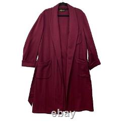Vintage Womens De Pinna Fifth Avenue Dress Coat Burgundy Shawl Lapel Belted L