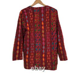 Vintage Womens Ethnic Puebla Guatemalen Jacket Top Embroidered Red Medium M