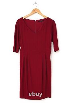 Vintage Womens GUCCI Dress Sheath A-Line V Neck 3/4 Sleeve Red Size EU 44 US 14