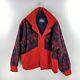 Vintage Woolrich Heavy Wool Varsity Style Jacket Women's M Fair Isle Red Button