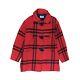 Vintage Woolrich Wool Duffle Coat Jacket Womens Size Large Red Plaid 70s