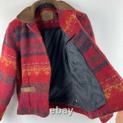 Vintage Woolrich Wool Navajo 5 Button Southwestern Blanket Sz Small Red Jacket