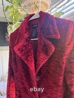 Vintage Y2K Bebe Coat Womens XS Bright Cherry red (Crushed Velvet looking)