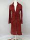 Vintage Y2k Charlotte Russe Women's Red Leather Suede Maxi Coat Size M