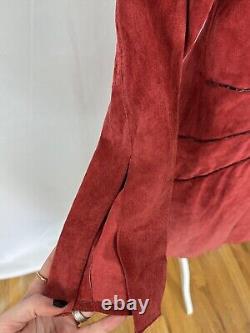 Vintage Y2K Charlotte Russe Women's Red Leather Suede Maxi Coat Size M