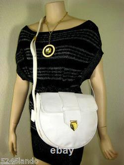 Vintage YSL Yves Saint Laurent White Grained Leather Saddle Shoulder Bag