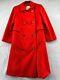 Vintage Young Elegant Jim Baldwin Coat Womens Red Wool Button Up Gold Chain