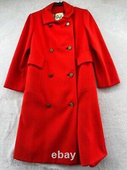 Vintage Young Elegant Jim Baldwin Coat Womens Red Wool Button Up Gold Chain