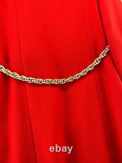 Vintage Young Elegant Jim Baldwin Coat Womens Red Wool Button Up Gold Chain