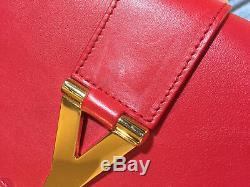 Vintage Yves Saint Laurent YSL Mini Y Ligne Red Leather Crossbody Bag RARE