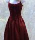 Vintage Dark Red Velvet Satin Gothic Bustier Corset Ball Gown Maxi Prom Dress