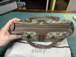 Vintage gucci handbag authentic Canvas Red Green Stripe Beige & duster excellent