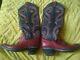 Vintage Leather Knee High Red And Black Cowboy Boots Size 4