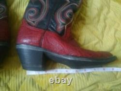 Vintage leather knee high red and black cowboy boots size 4