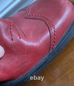 Vintage leather red square toe platform ankle boots 7