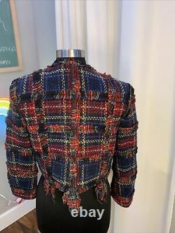 Vintage moschino cheap and chic tweed blazer women's size US 8 red plaid