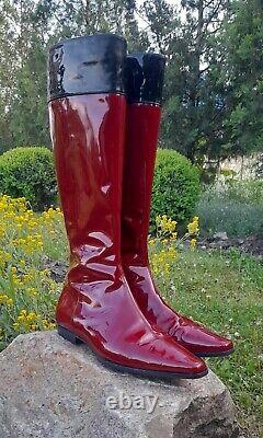 Vintage red patent leather burberry boots size 38