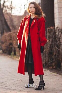 Vintage red wool and cashmere coat womens by AKRIS Switzerland