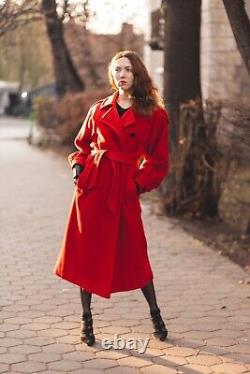 Vintage red wool and cashmere coat womens by AKRIS Switzerland